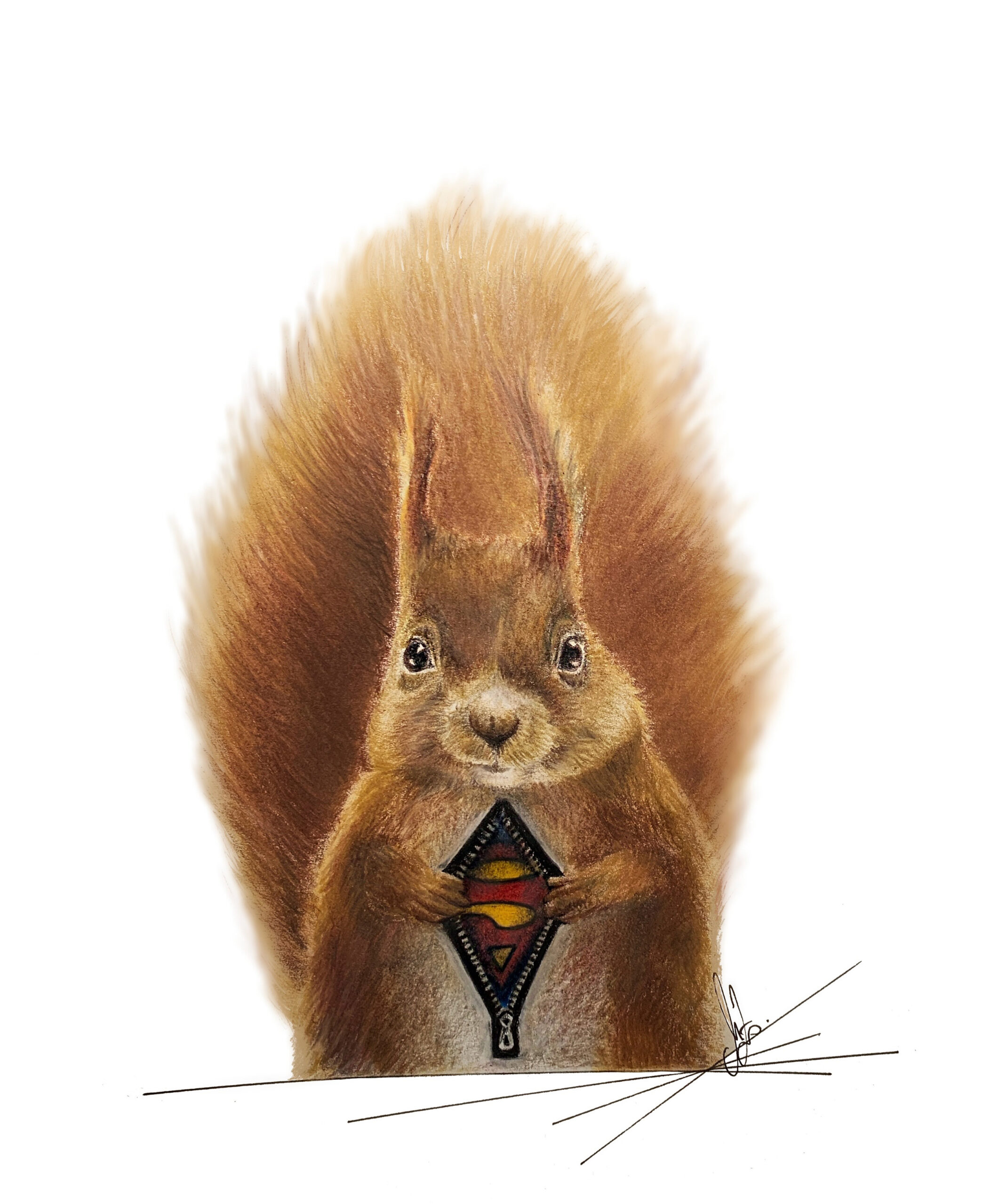 Squirrel Realistic Coloured Pencil Portrait